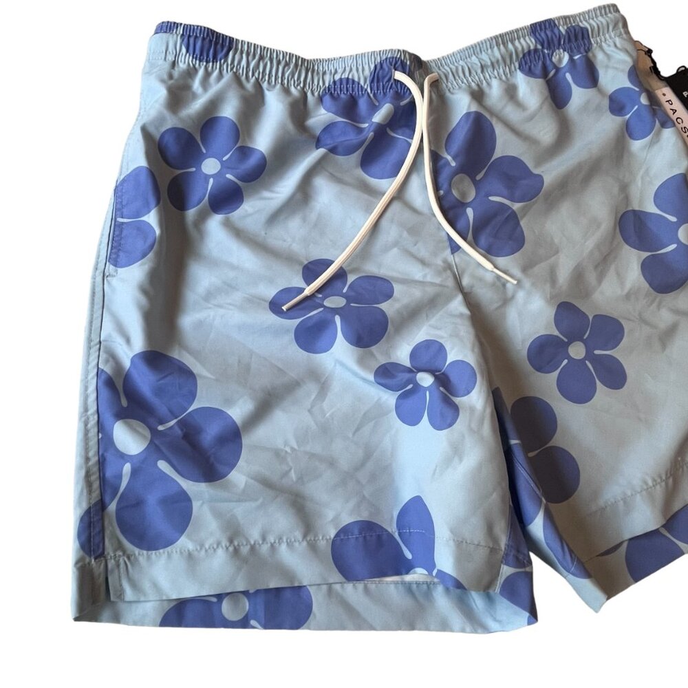PACSUN swim trunks blue daisy print shorts Large - Picture 2 of 15
